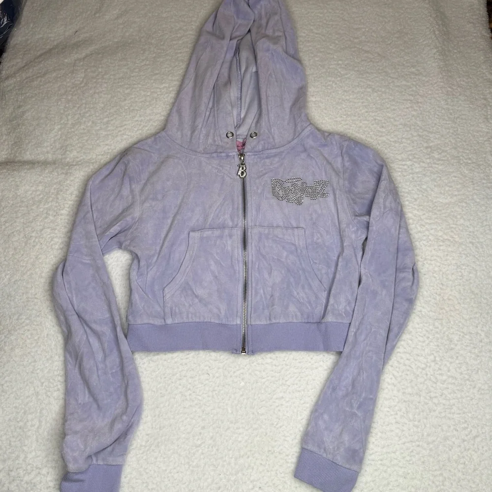 Dolls Kill X BRATZ Lavender Velour Cropped Full Zip Sweater S Y2K Streetwear EUC